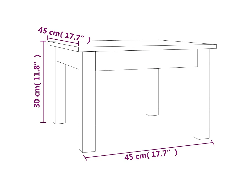 Table basse Marron miel 45x45x30 cm Bois massif de pin