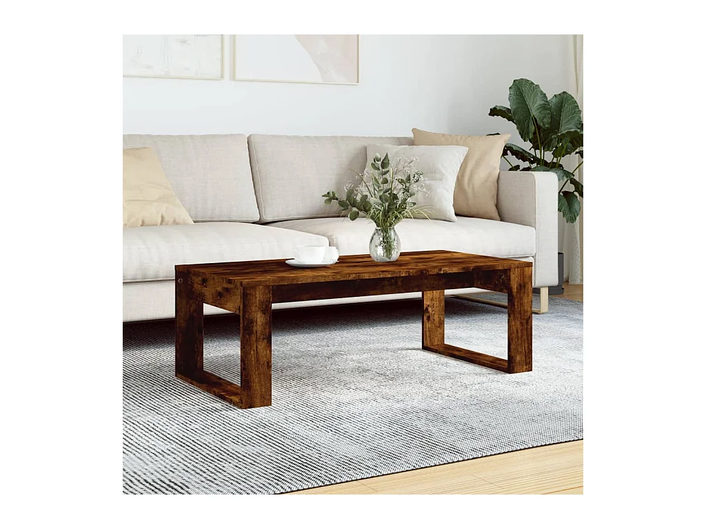 Salontafel 102x50x35 cm bewerkt hout gerookt eikenkleurig