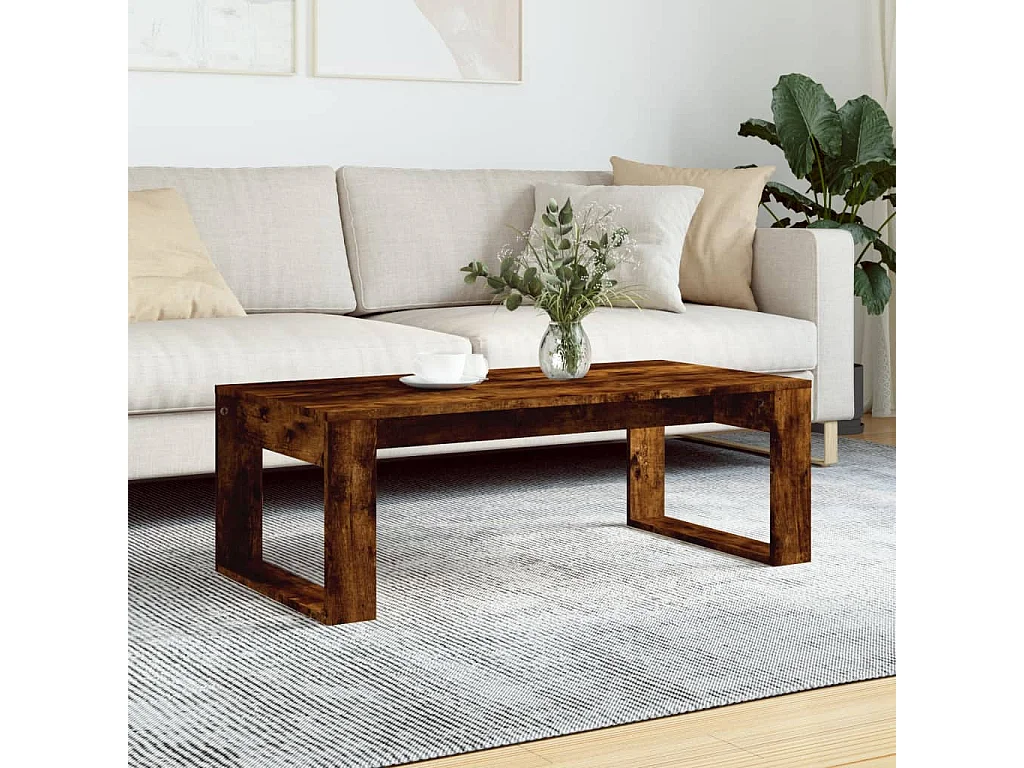 Salontafel 102x50x35 cm bewerkt hout gerookt eikenkleurig