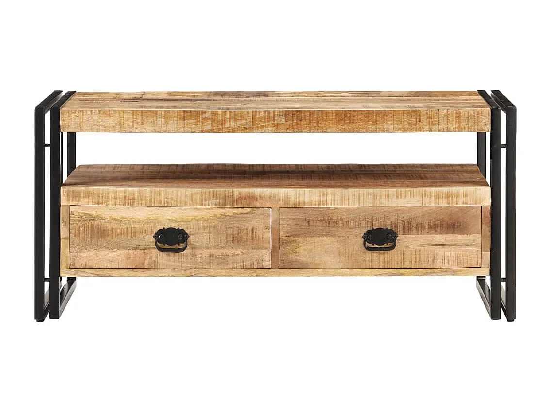Tavolino da Salotto 100x55x45 cm in Legno di Mango Grezzo