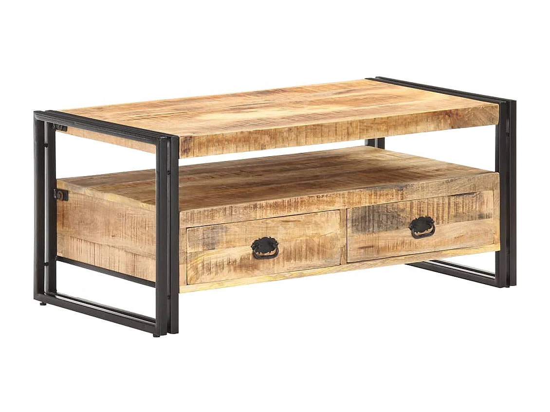 Tavolino da Salotto 100x55x45 cm in Legno di Mango Grezzo