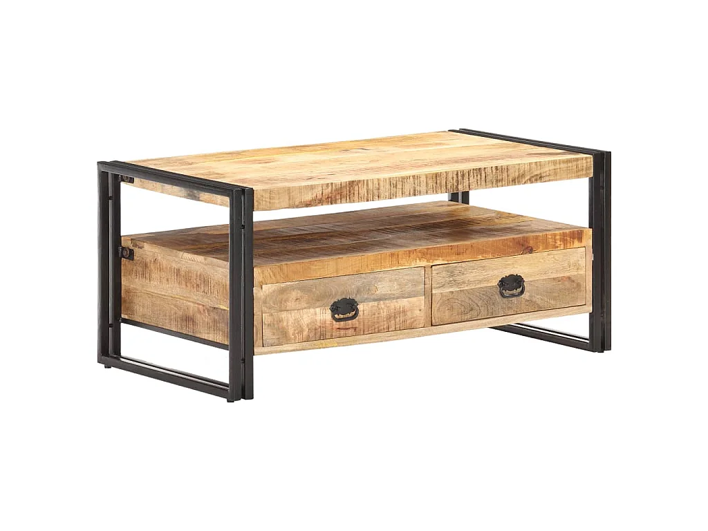 Tavolino da Salotto 100x55x45 cm in Legno di Mango Grezzo
