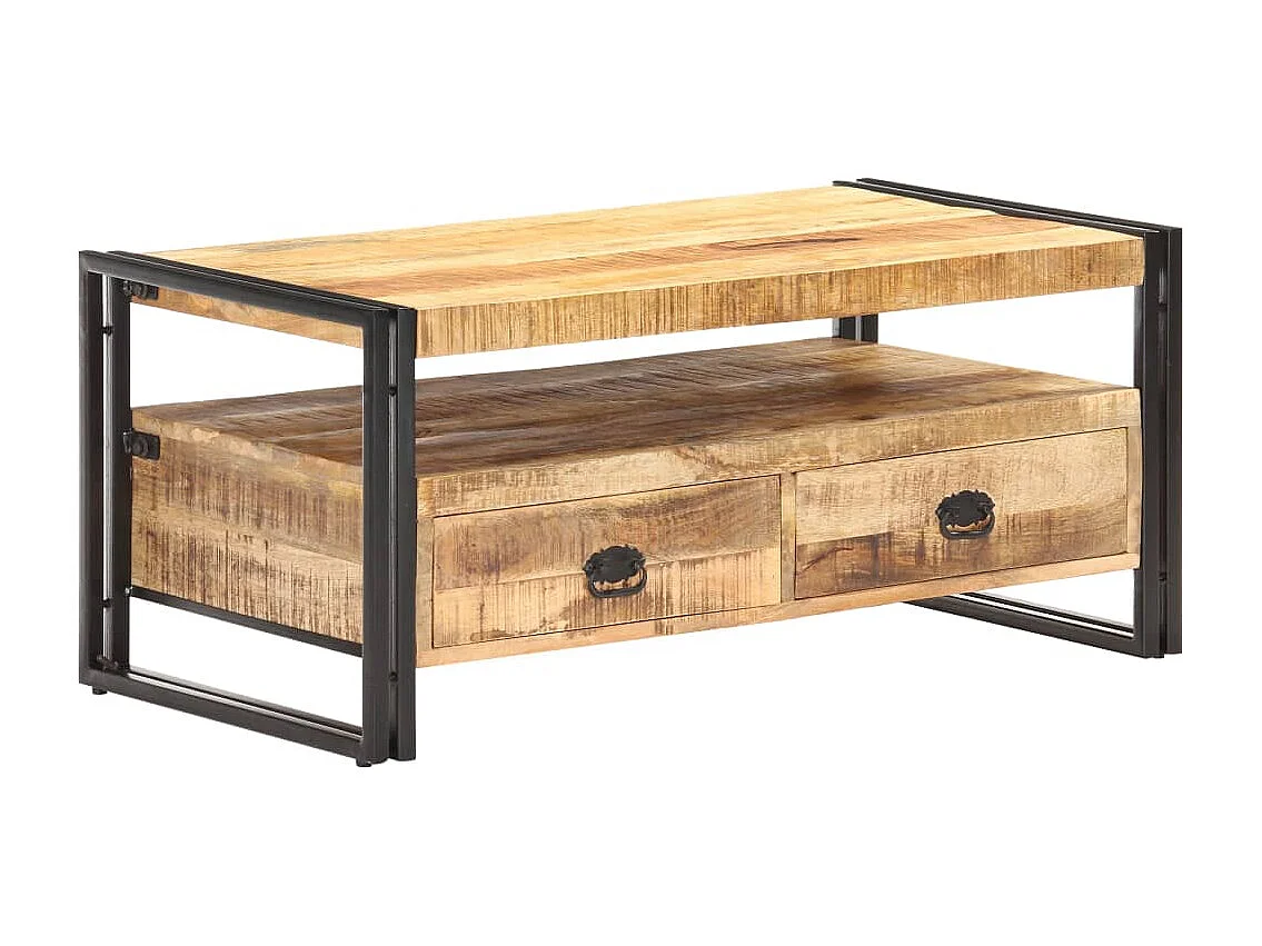 Tavolino da Salotto 100x55x45 cm in Legno di Mango Grezzo