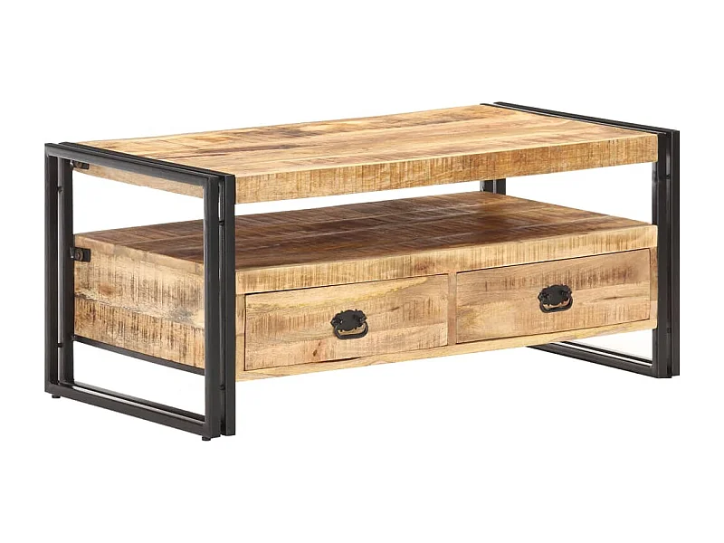 Table basse 100x55x45 cm Bois de manguier brut