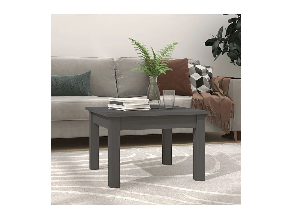 Table basse Gris 45x45x30 cm Bois massif de pin