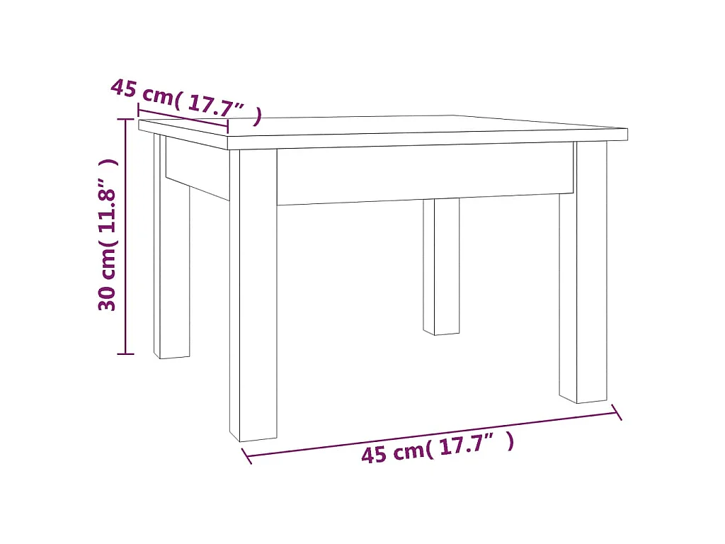 Table basse Gris 45x45x30 cm Bois massif de pin