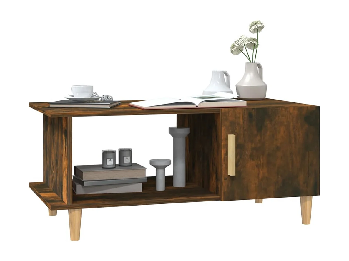 Table basse chêne fumé 90x50x40 cm bois d'ingénierie