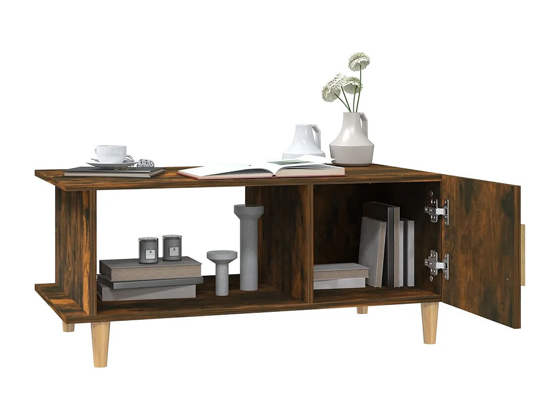 Table basse chêne fumé 90x50x40 cm bois d'ingénierie
