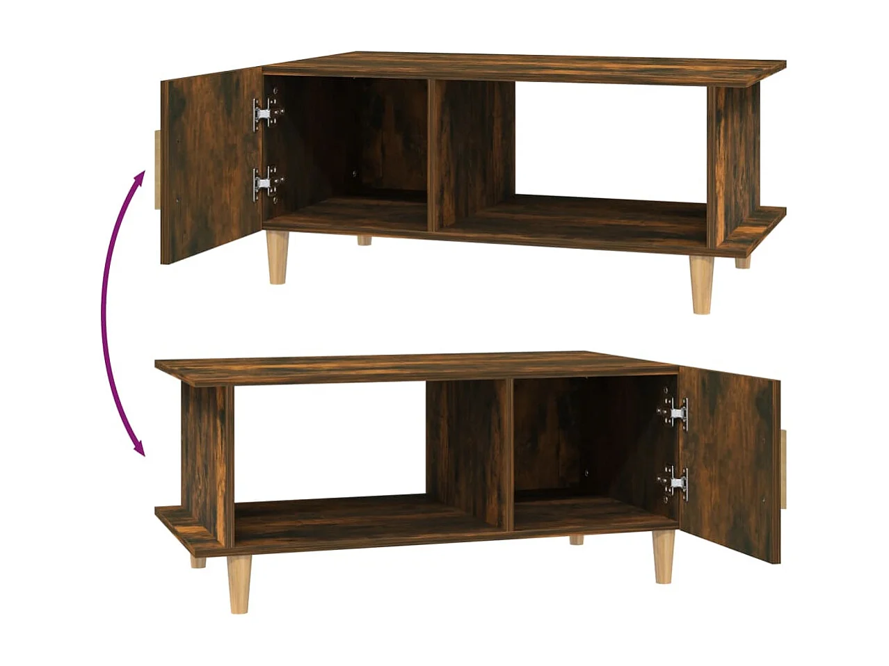 Table basse chêne fumé 90x50x40 cm bois d'ingénierie