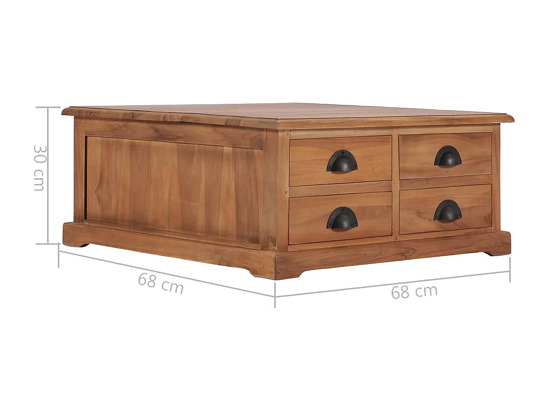 Salontafel 68x68x30 cm massief teakhout