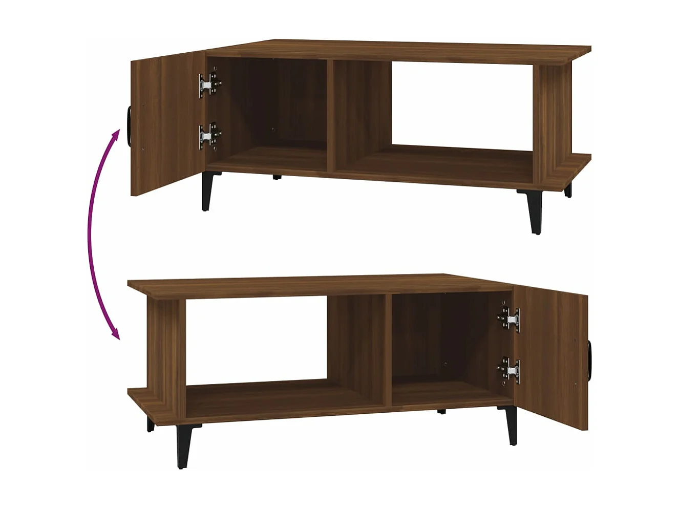 Mesa centro 90x50x40 cm derivados de madeira carvalho castanho