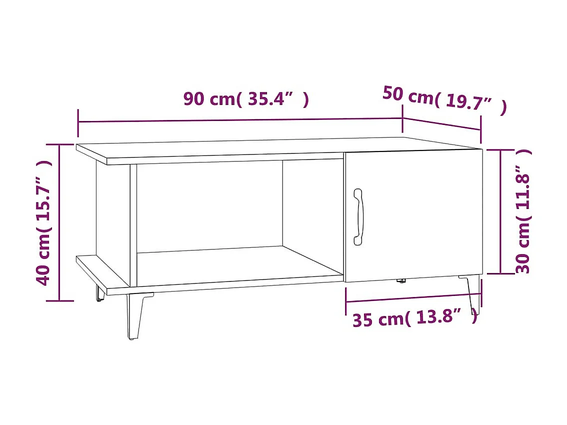 Table basse Chêne marron 90x50x40 cm Bois d'ingénierie