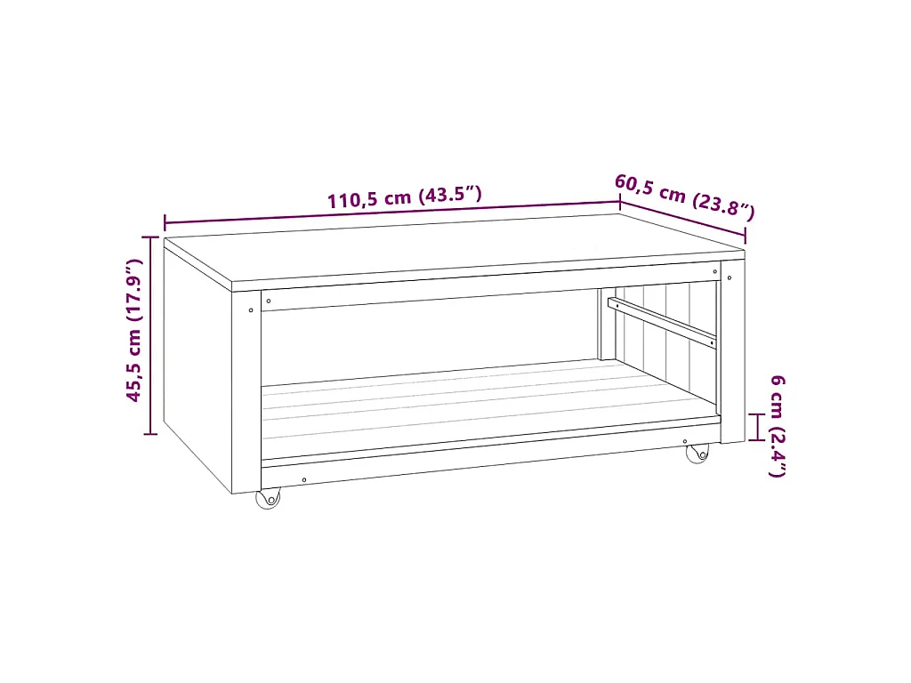 Couchtisch 110x60x40 cm Massivholz Teak