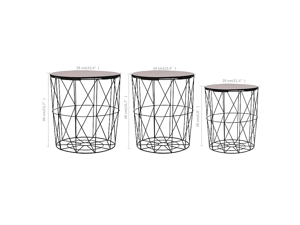 Table basse 3 pcs Noir