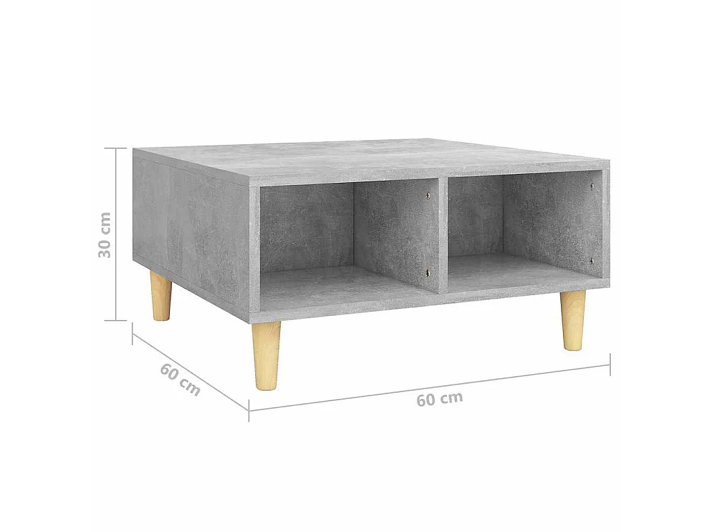 Salontafel 60x60x30 cm bewerkt hout betongrijs