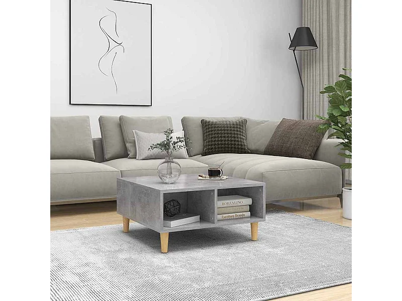 Salontafel 60x60x30 cm bewerkt hout betongrijs