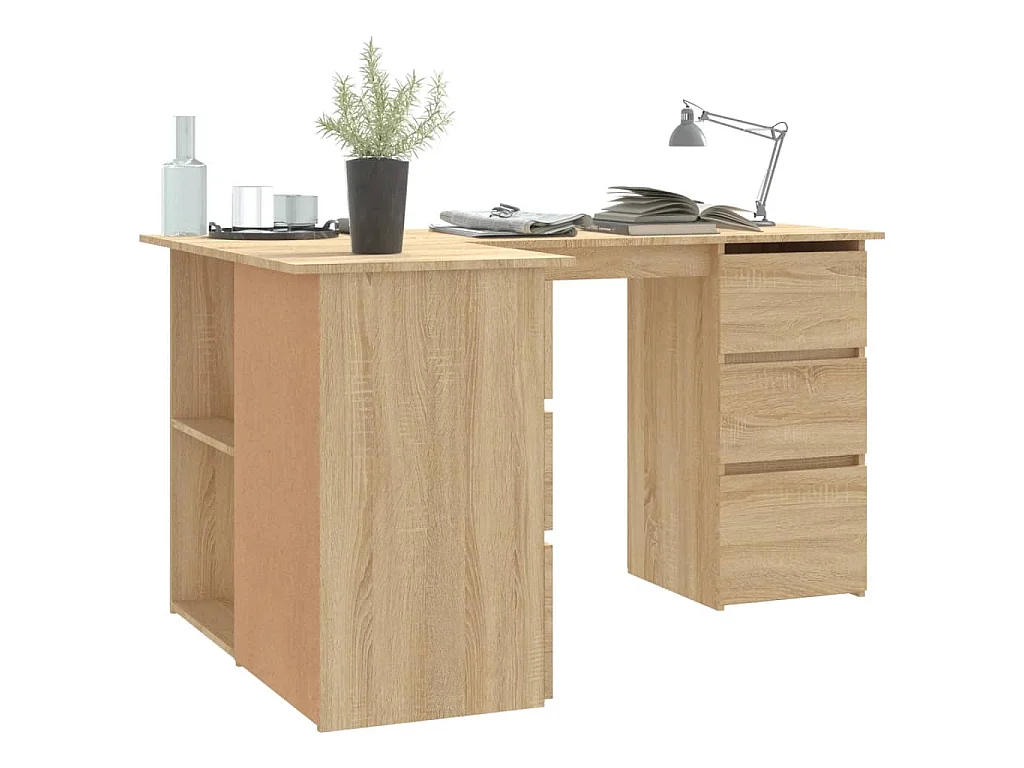 Bureau d'angle Chêne sonoma 145x100x76 cm Bois d'ingénierie
