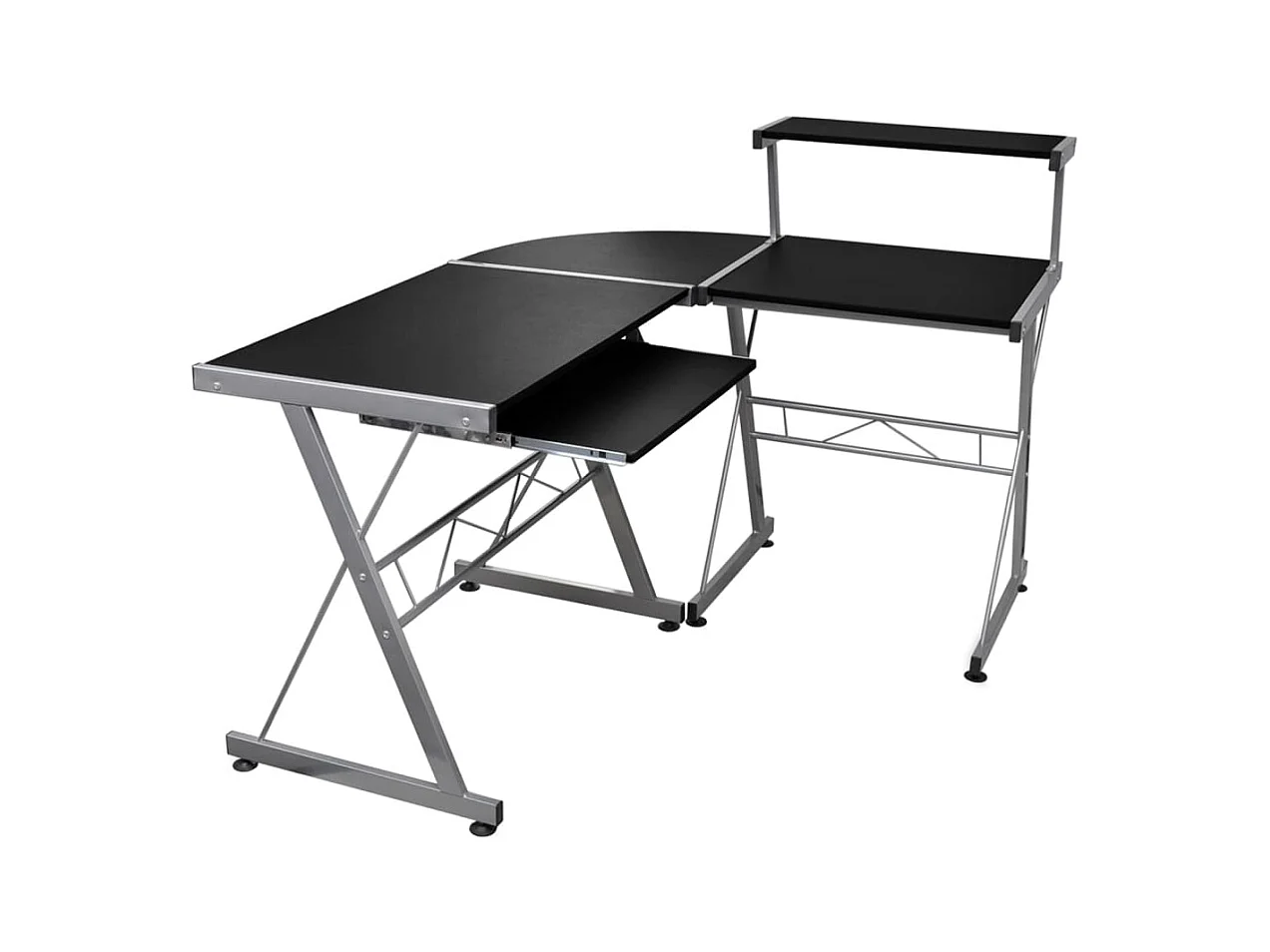 Bureau d'ordinateur d'angle Noir 132x112x99cm Bois d'ingénierie