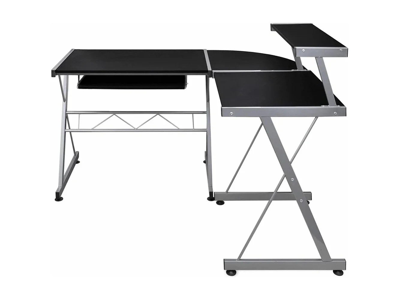 Bureau d'ordinateur d'angle Noir 132x112x99cm Bois d'ingénierie