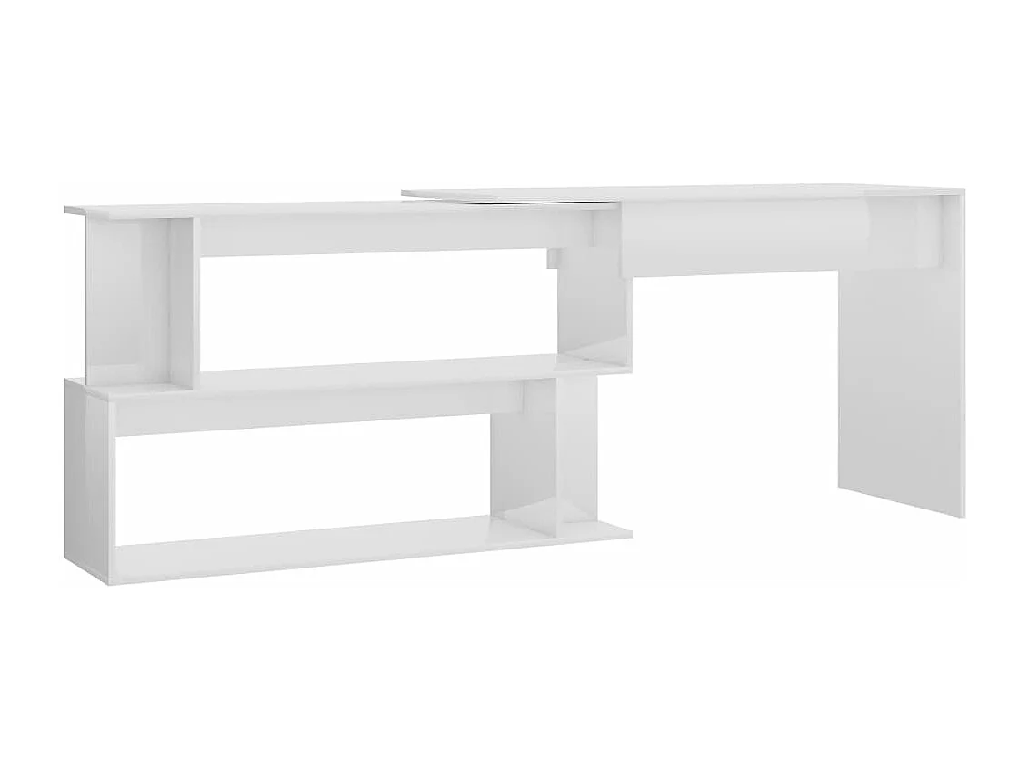 Escritorio de esquina contrachapada blanco brillo 200x50x76 cm