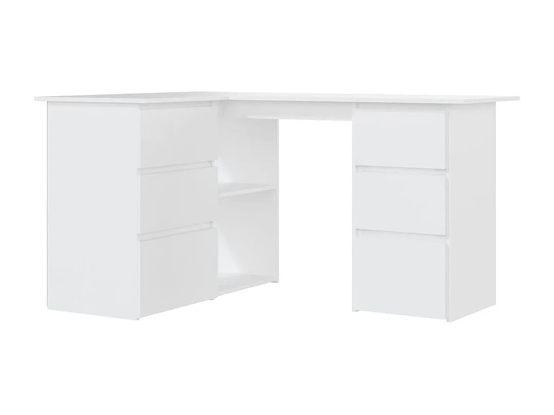 Bureau d'angle Blanc 145x100x76 cm Bois d'ingénierie