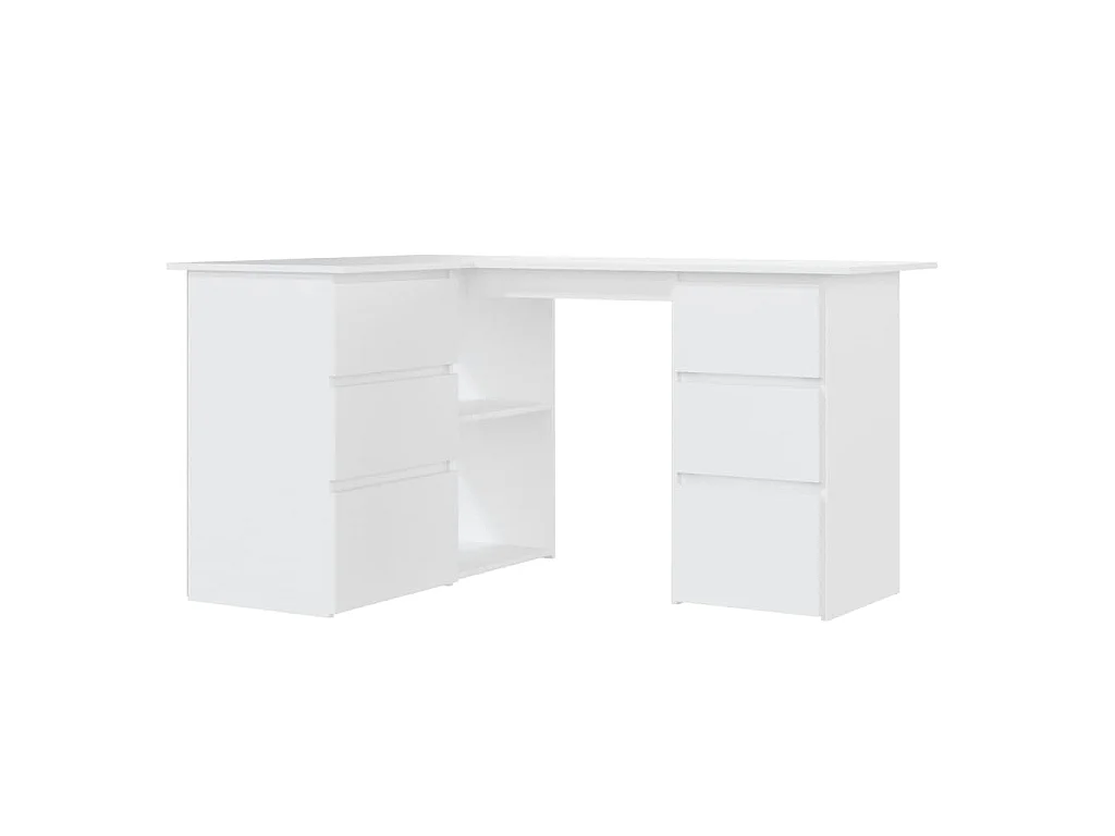 Bureau d'angle Blanc 145x100x76 cm Bois d'ingénierie