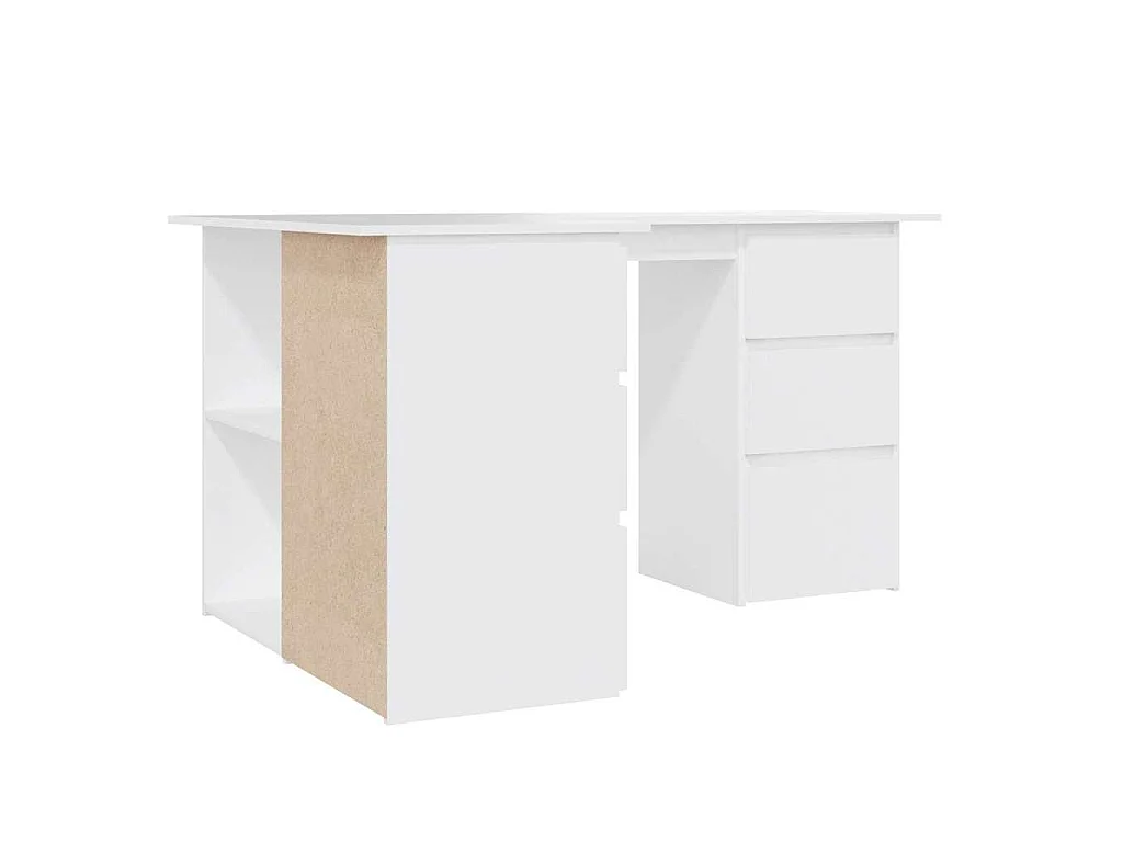 Hoekbureau 145x100x76 cm bewerkt hout wit