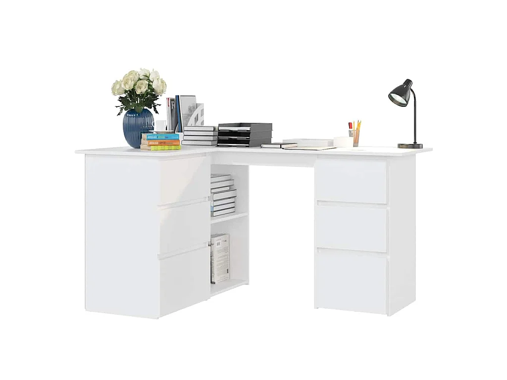 Hoekbureau 145x100x76 cm bewerkt hout wit