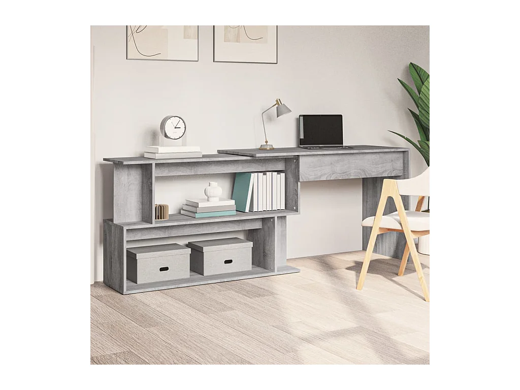 Bureau d'angle Sonoma gris 200x50x76 cm Bois d'ingénierie
