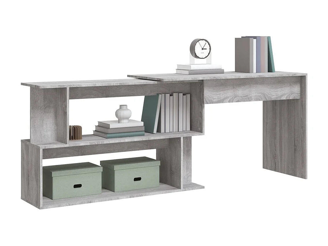 Bureau d'angle Sonoma gris 200x50x76 cm Bois d'ingénierie