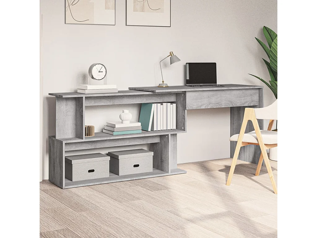 Bureau d'angle Sonoma gris 200x50x76 cm Bois d'ingénierie