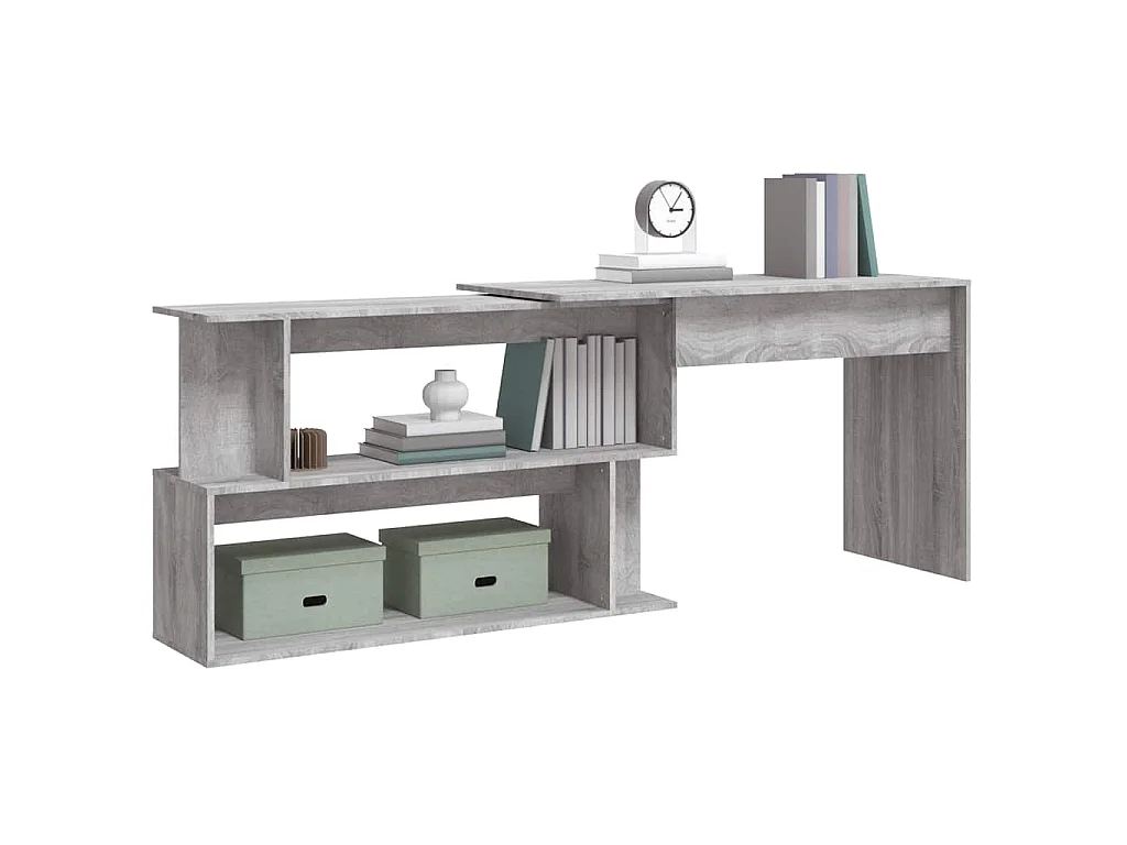 Hoekbureau 200x50x76 cm bewerkt hout grijs sonoma eiken