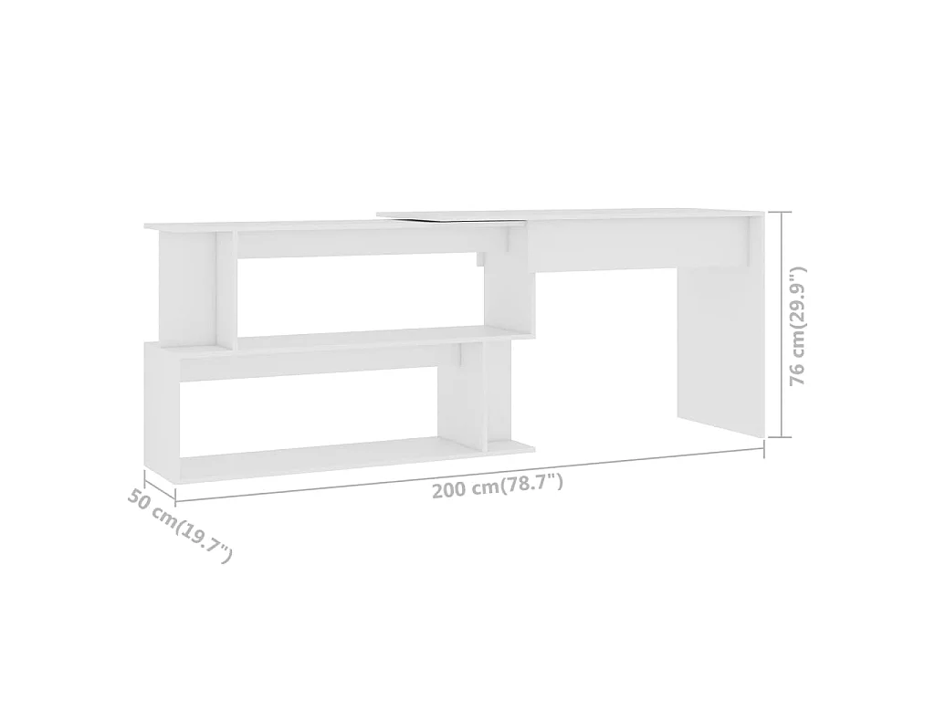 Bureau d'angle Blanc 200x50x76 cm Bois d'ingénierie