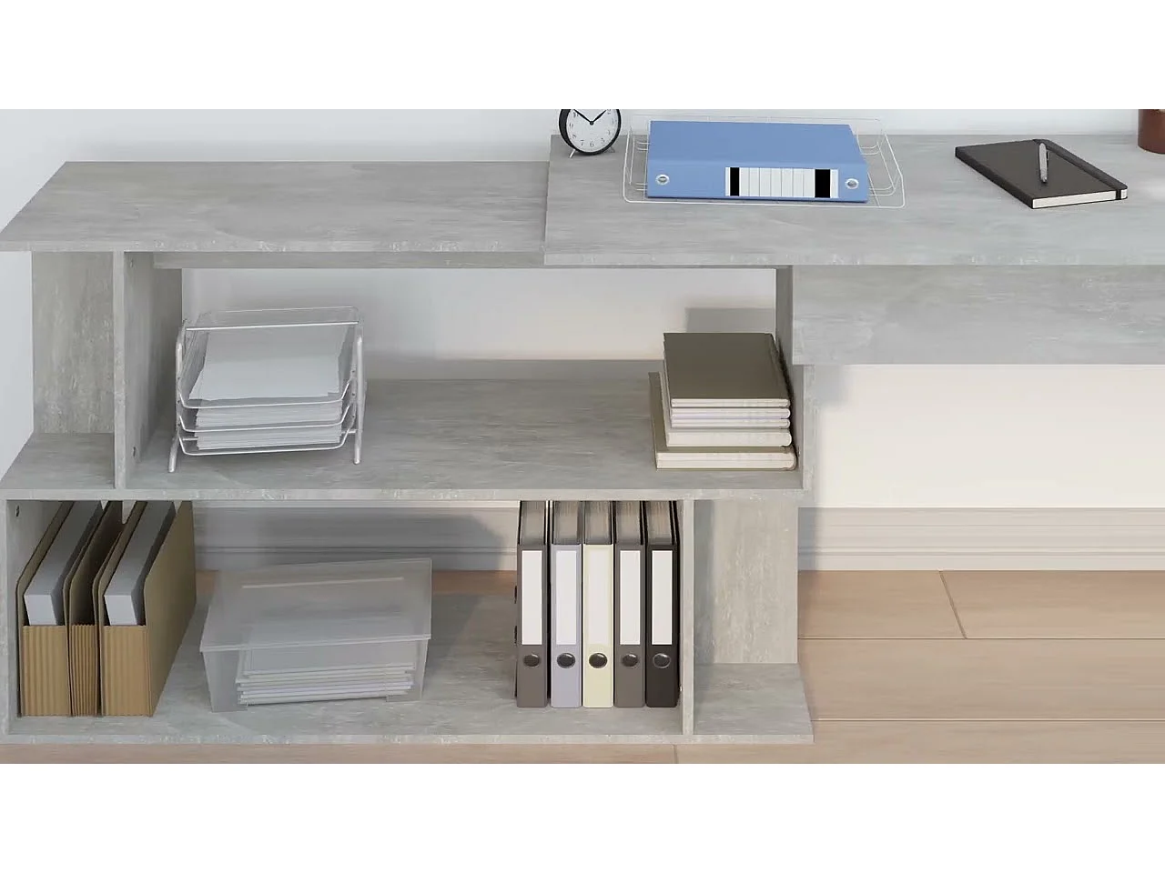 Eckschreibtisch Betongrau 200x50x76 cm Holzwerkstoff