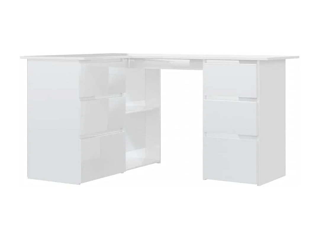 Scrivania Angolo Bianco Lucido 145x100x76 cm Legno Multistrato