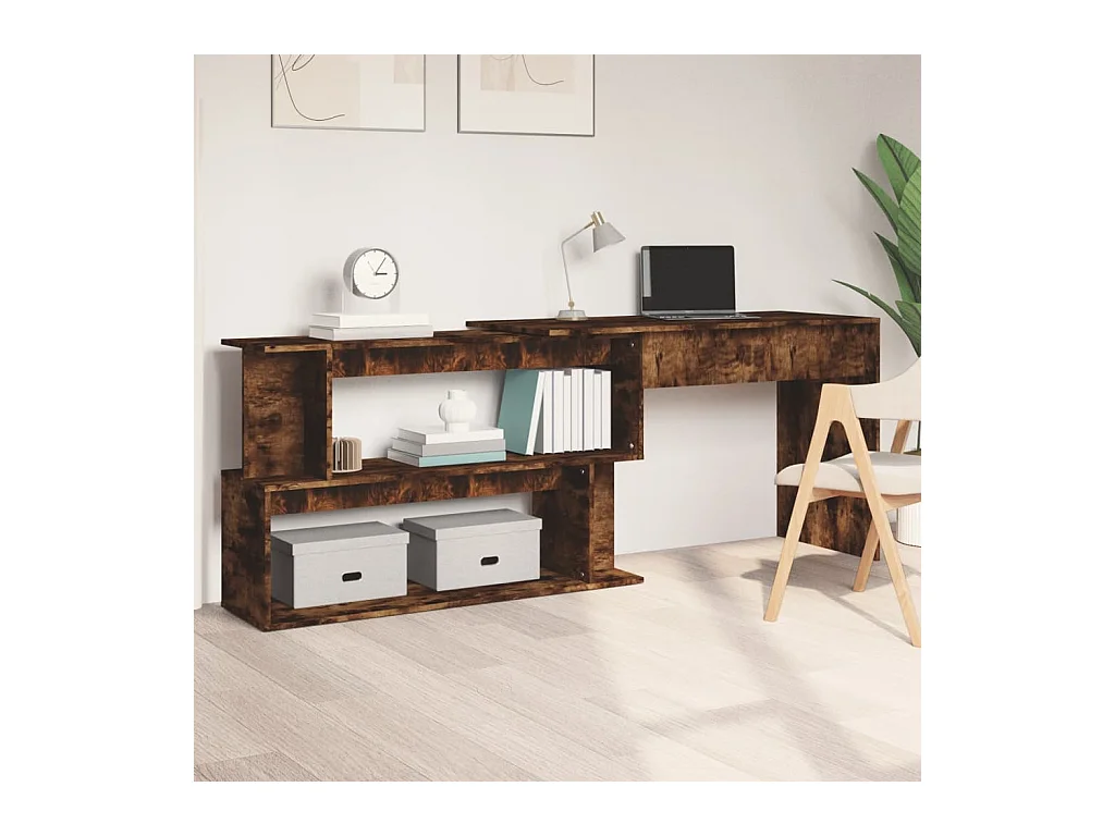Bureau d'angle Chêne fumé 200x50x76 cm Bois d'ingénierie