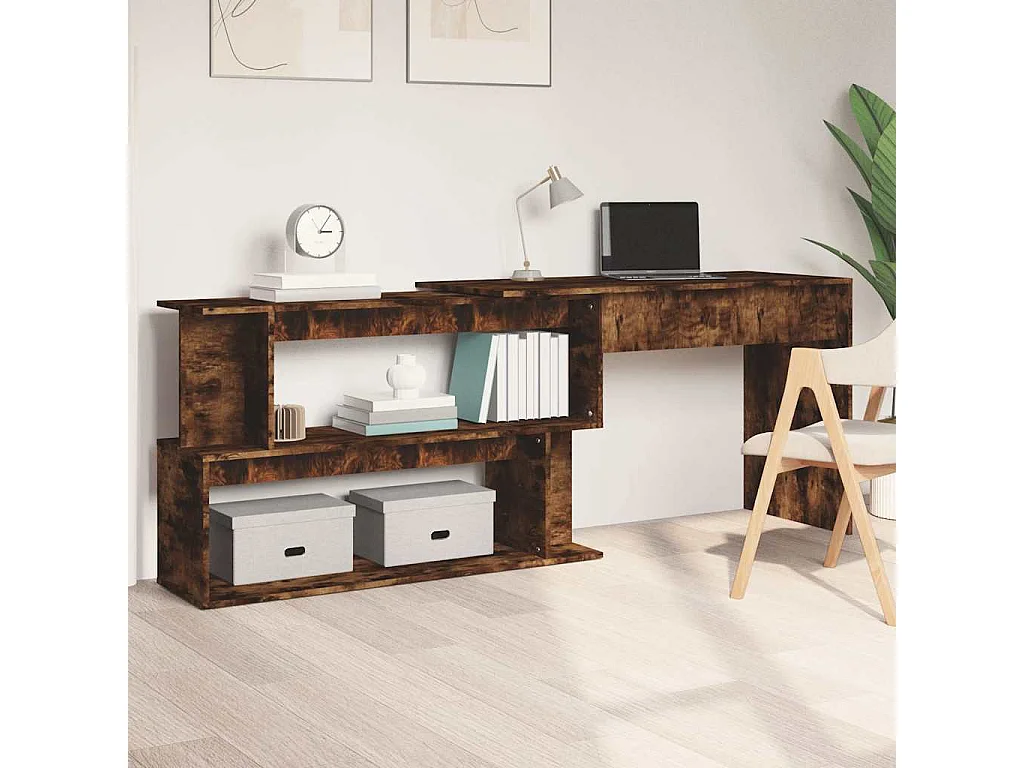 Bureau d'angle Chêne fumé 200x50x76 cm Bois d'ingénierie