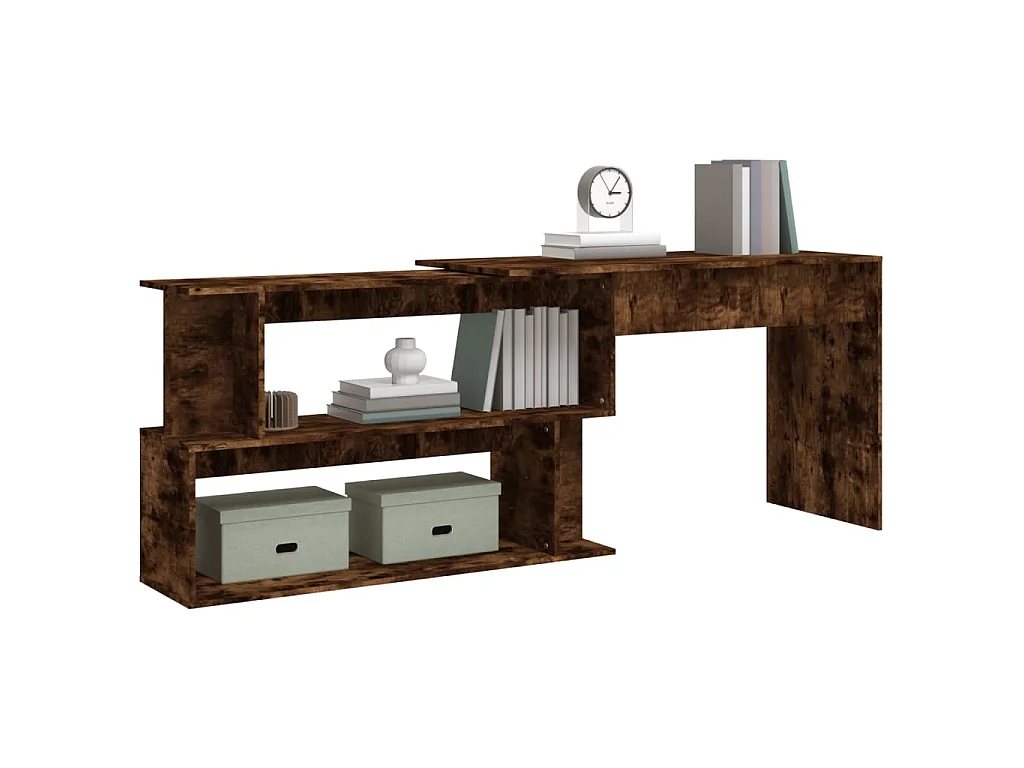 Bureau d'angle Chêne fumé 200x50x76 cm Bois d'ingénierie