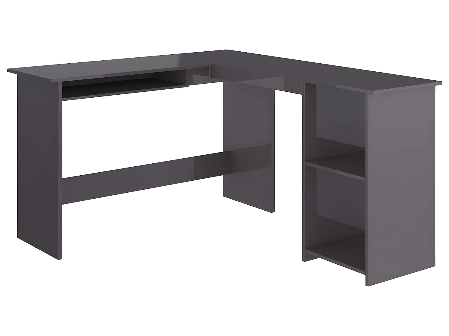 Eckschreibtisch in L-Form Hochglanz-Grau 120×140×75 cm