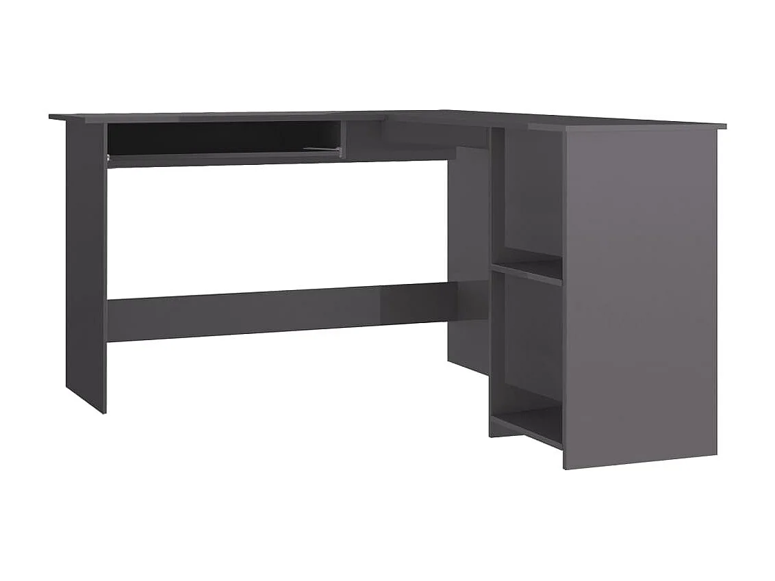 Eckschreibtisch in L-Form Hochglanz-Grau 120×140×75 cm