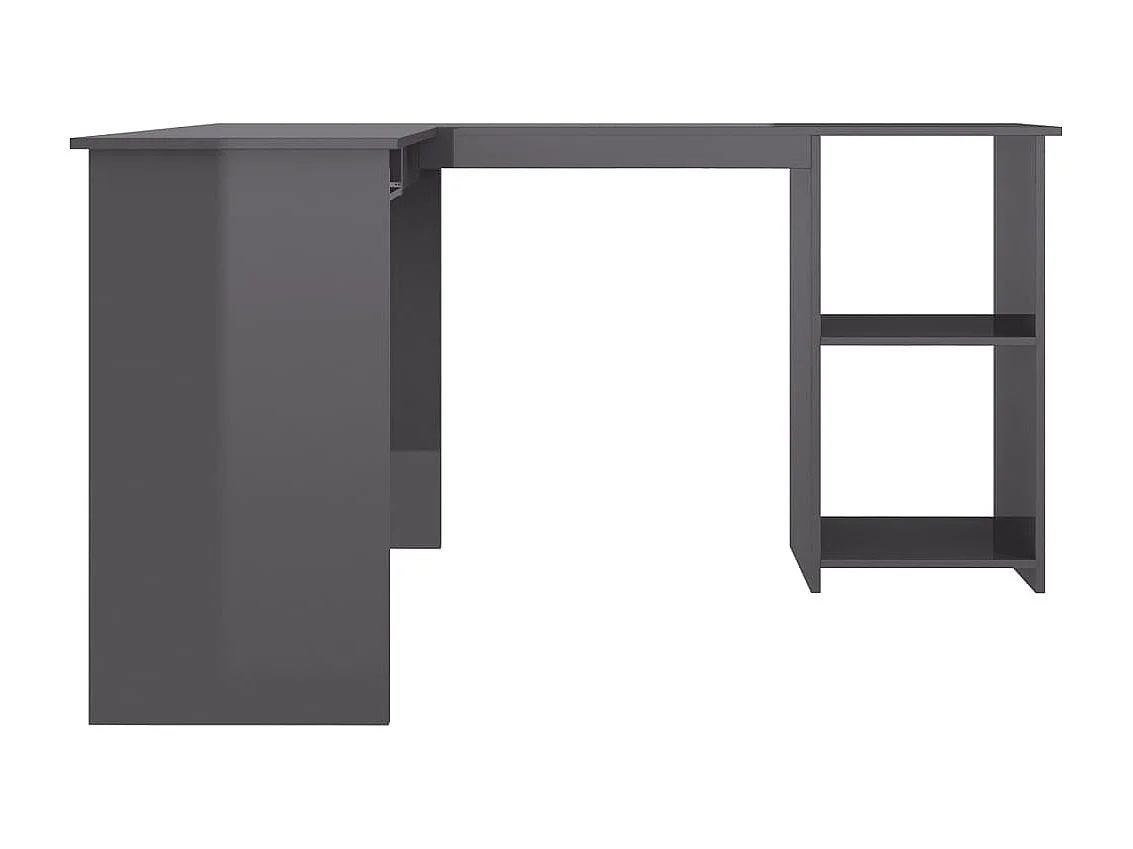 Eckschreibtisch in L-Form Hochglanz-Grau 120×140×75 cm