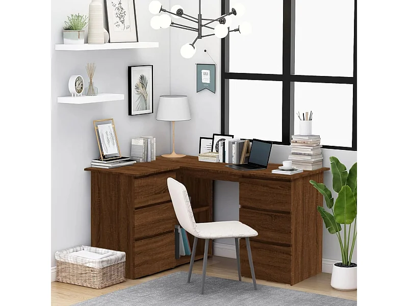 Hoekbureau 145x100x76 cm bewerkt hout bruin eikenkleur