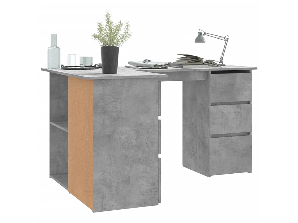 Eckschreibtisch Betongrau 145x100x76 cm Holzwerkstoff