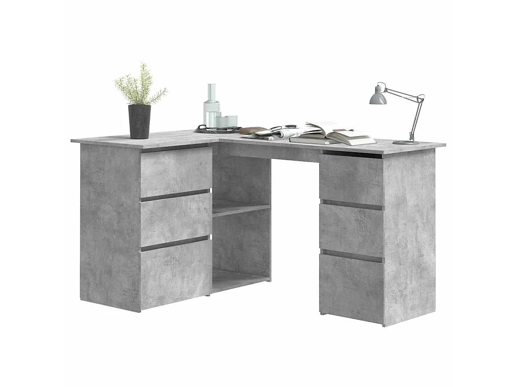 Eckschreibtisch Betongrau 145x100x76 cm Holzwerkstoff