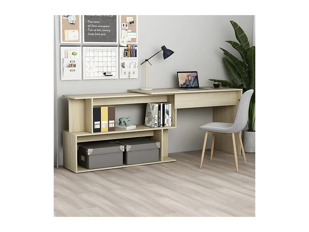 Bureau d'angle Chêne sonoma 200x50x76 cm Bois d’ingénierie