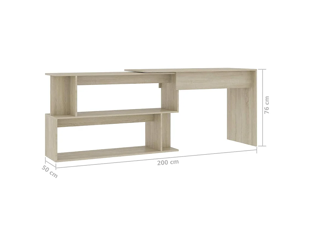 Bureau d'angle Chêne sonoma 200x50x76 cm Bois d’ingénierie