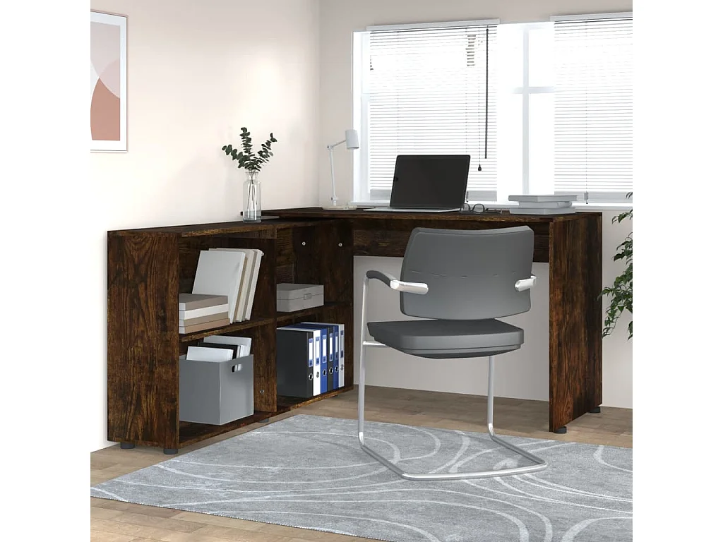 Bureau d'angle Chêne fumé Bois d'ingénierie