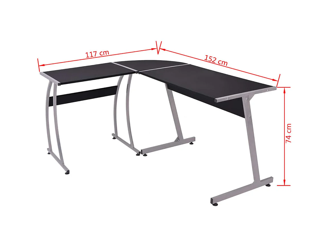Bureau d'angle en forme de L Noir