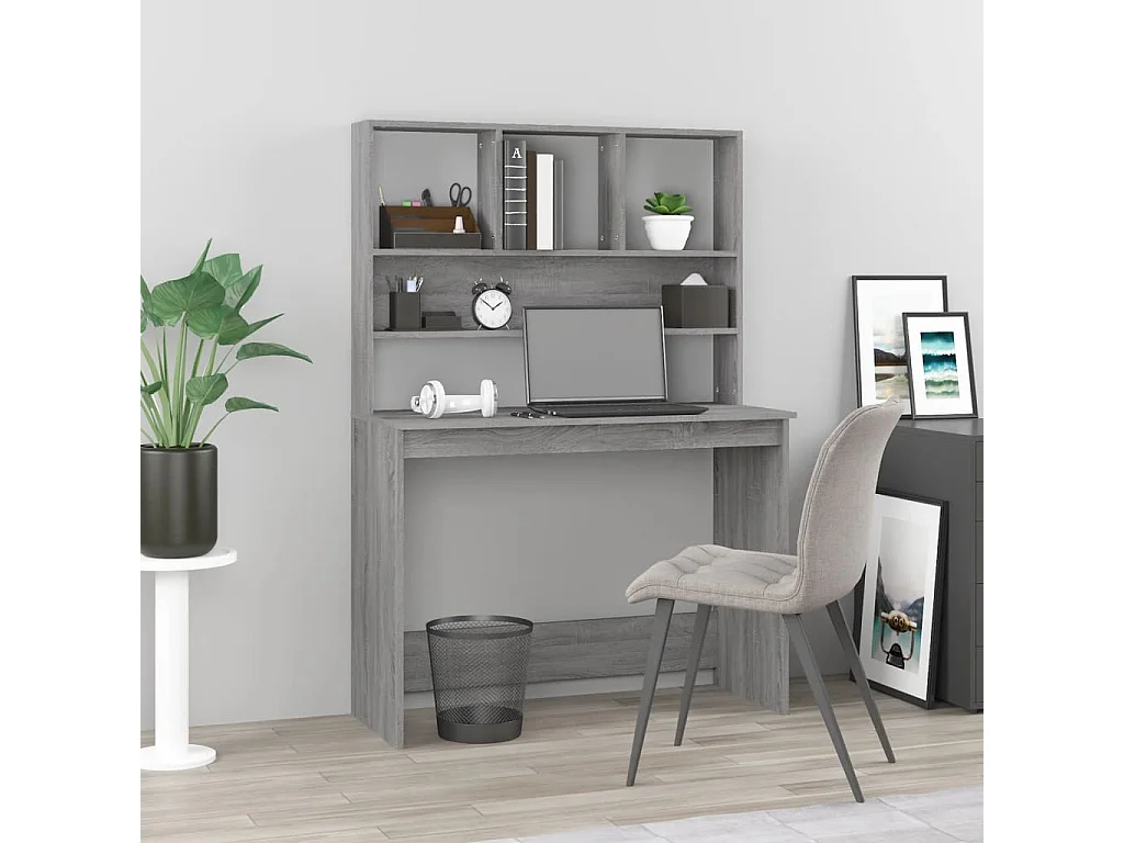 Escritorio con estantes contrachapada gris Sonoma 102x45x148cm