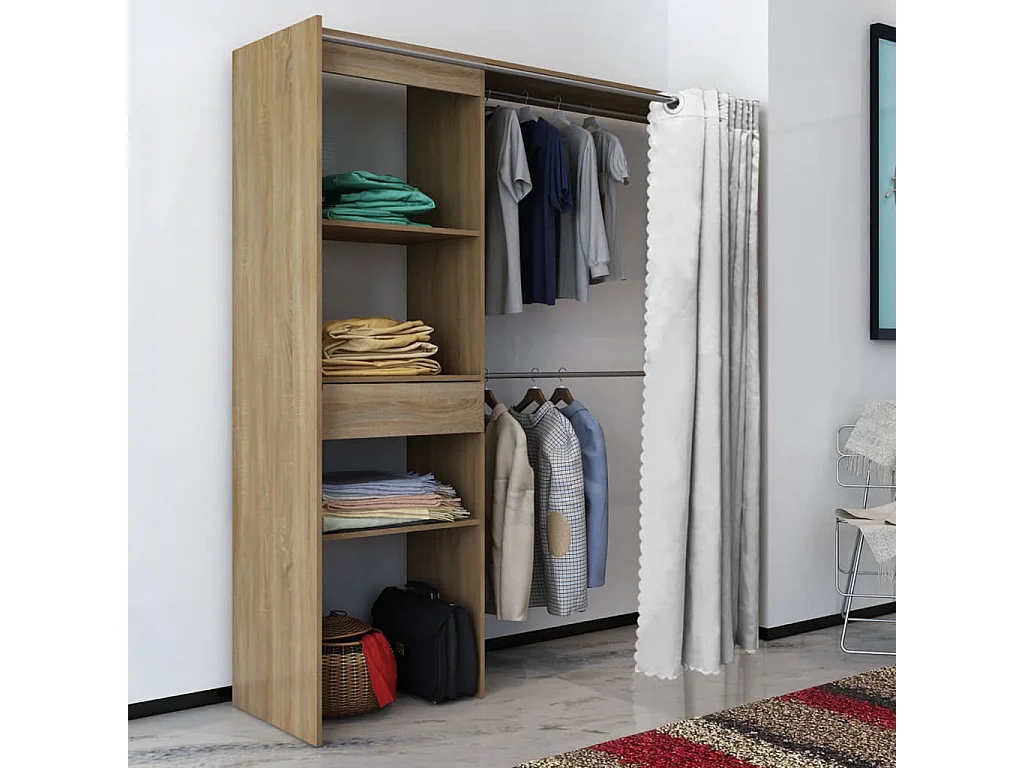 Bureau d'angle 4 étagères chêne